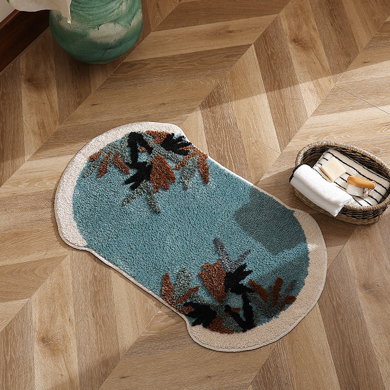 Tufted bath mat rug with botanical textured design Kalsten