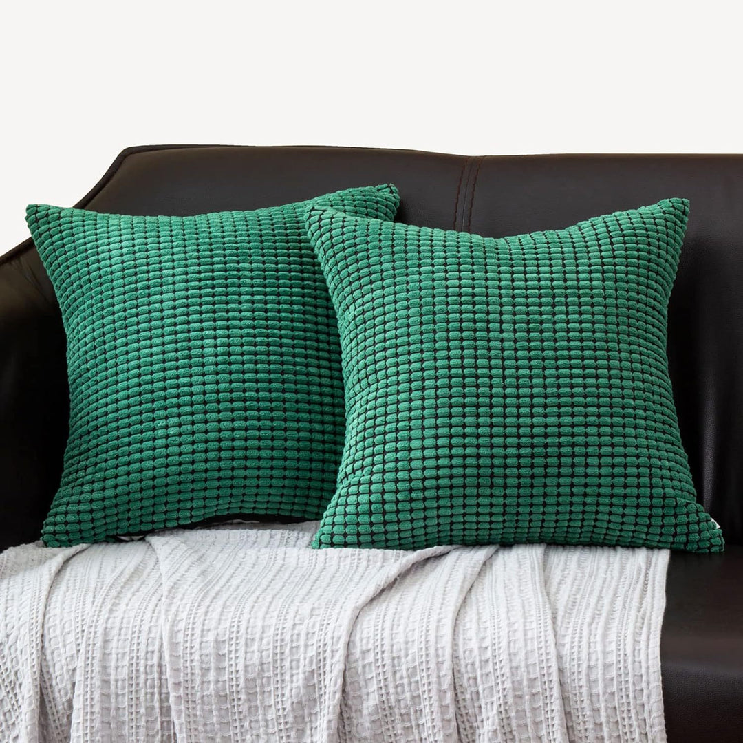 Textured Waffle-Weave Cotton Lumbar and Square Pillow Covers Set