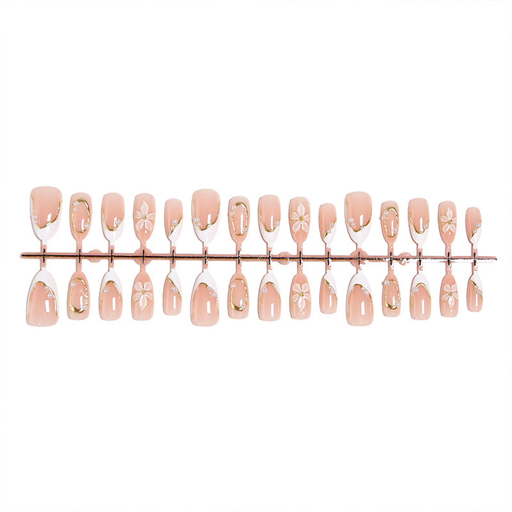Artificial nail set with elegant floral design and glamorous 3D applications Kalsten