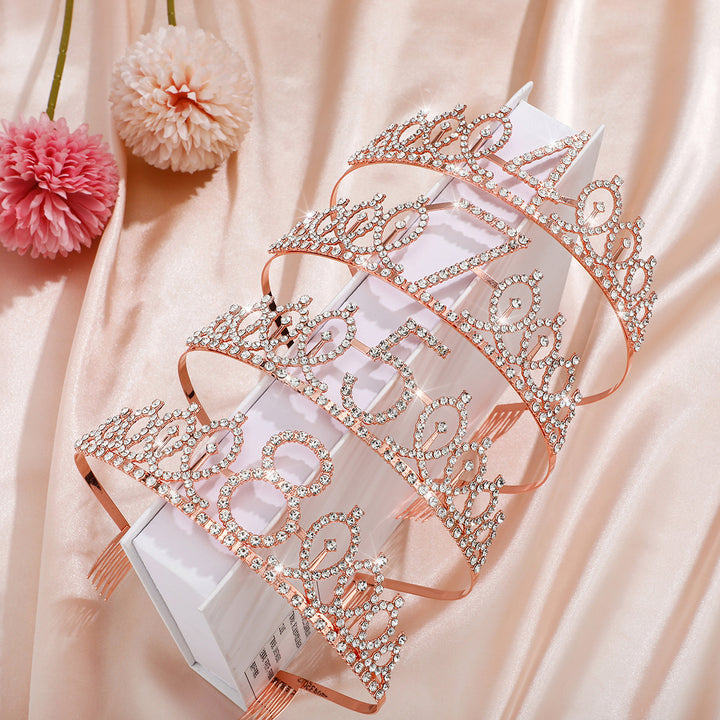 Women Glittering Tiaras with Festive Birthday Banner Kalsten