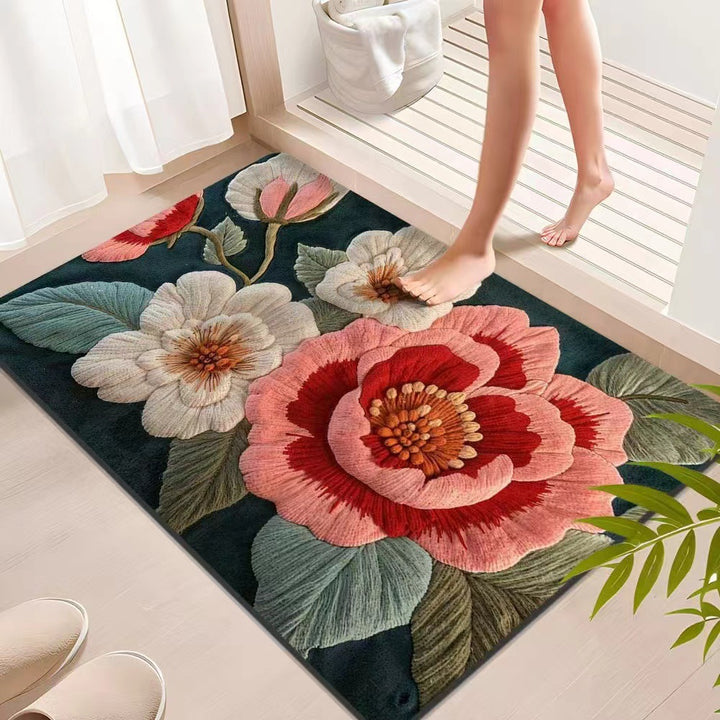 Floral Textured Indoor Mat Kalsten