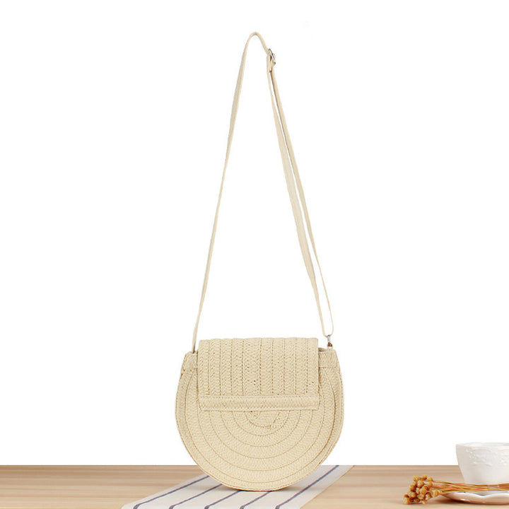 Round Bast Crossbody Bag with Tassels by Kalsten