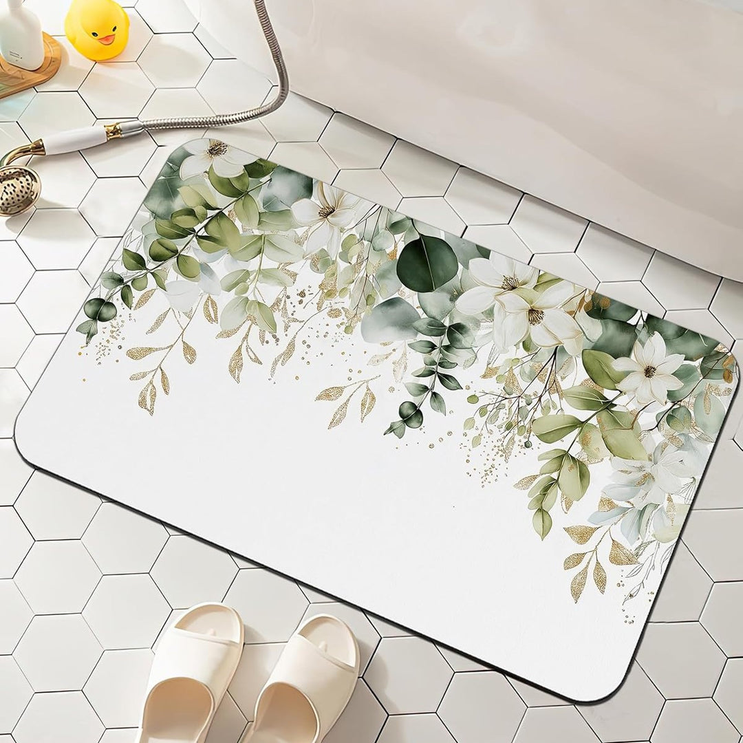 Floral-Patterned Comfort Bath Mat Kalsten