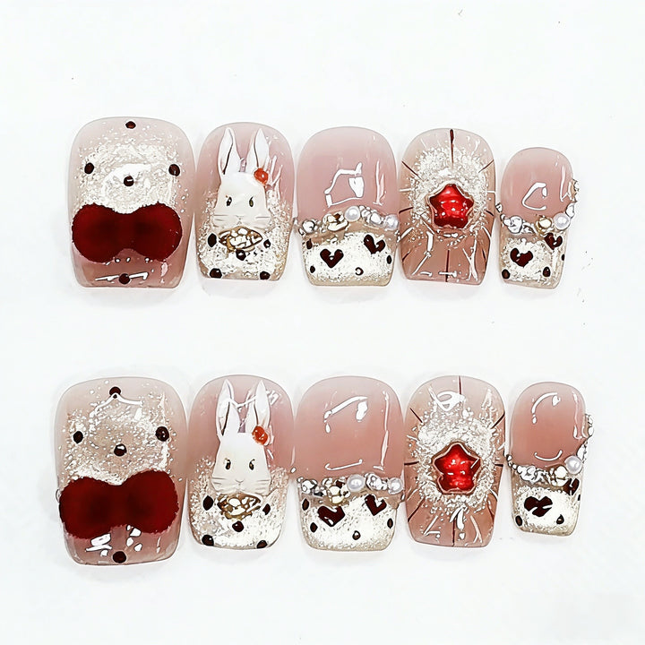 Artistic Themed Press-On Nail Set with Cute Designs Kalsten
