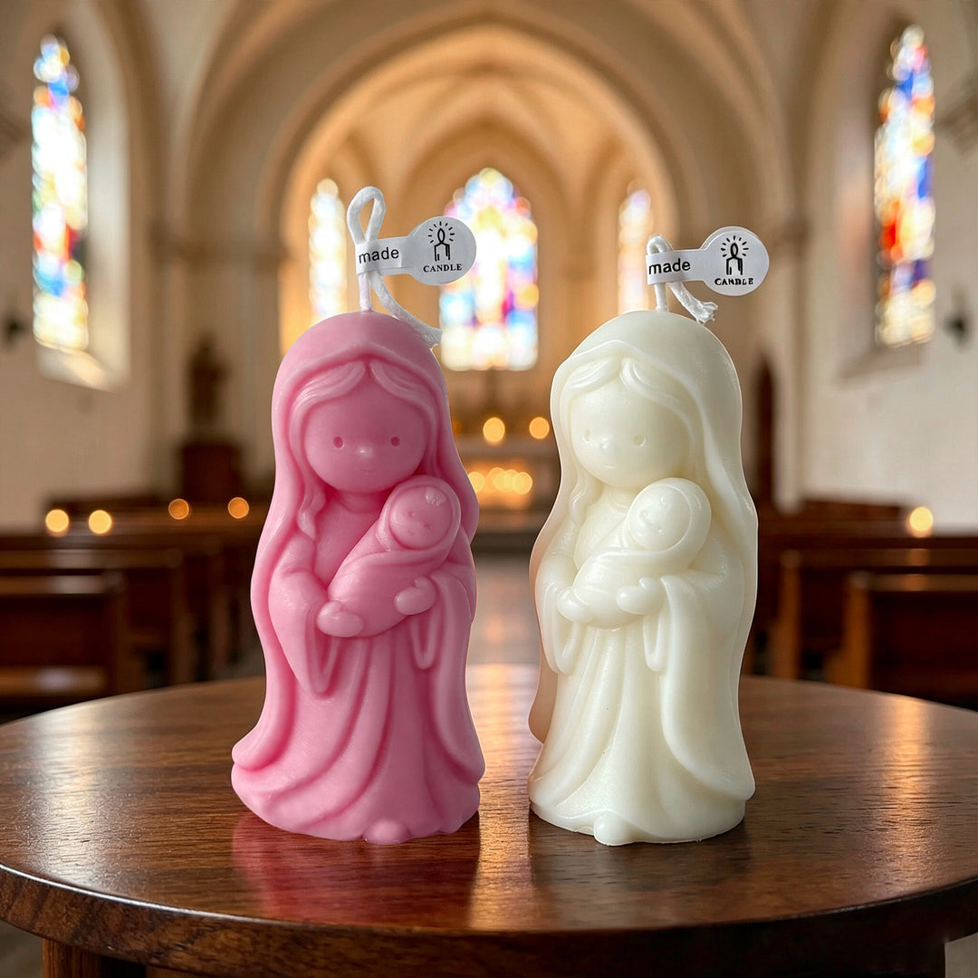 Sculptural Virgin Mary Candle Holder