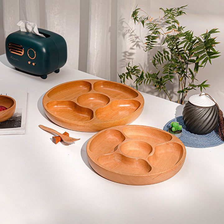 Elegant Beef Serving Plate with Four Compartments Made of High-Quality Wood Kalsten