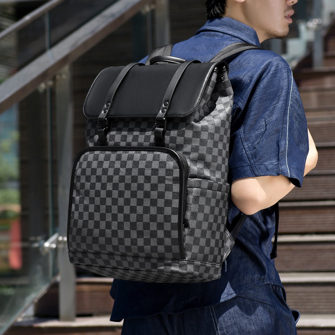 Stylish Checkerboard Pattern Backpack Kalsten