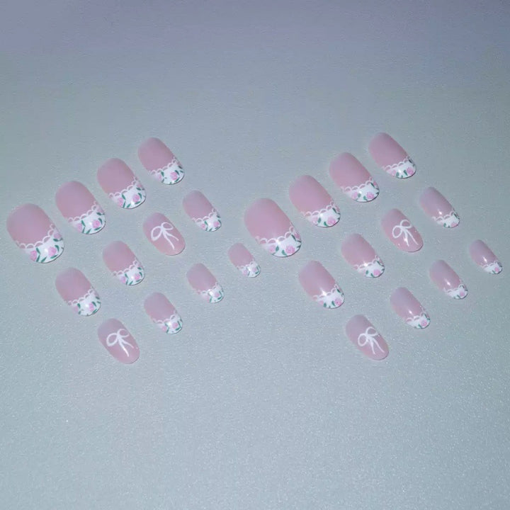 Artificial Nail Set with Elegant Bow Design Kalsten