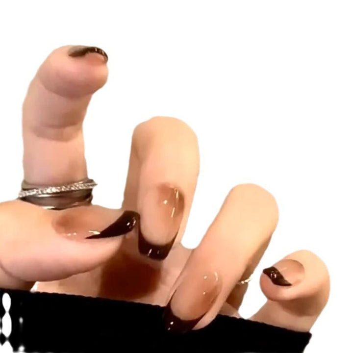 Artificial Nails in Modern French Look with Gloss Finish Kalsten