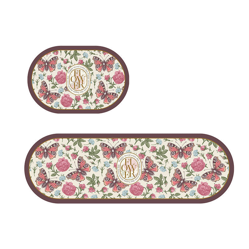 Floral Pattern Decorative Kitchen Mat