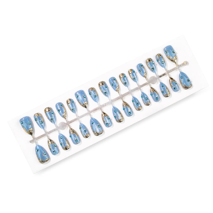 Decorative Press-On Nail Art Set with Glitter and Gem Accents