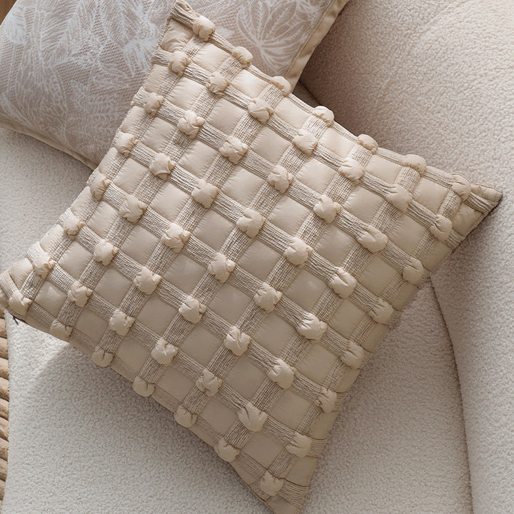 Decorative pillowcase with knotted grid relief and fine cotton look Kalsten