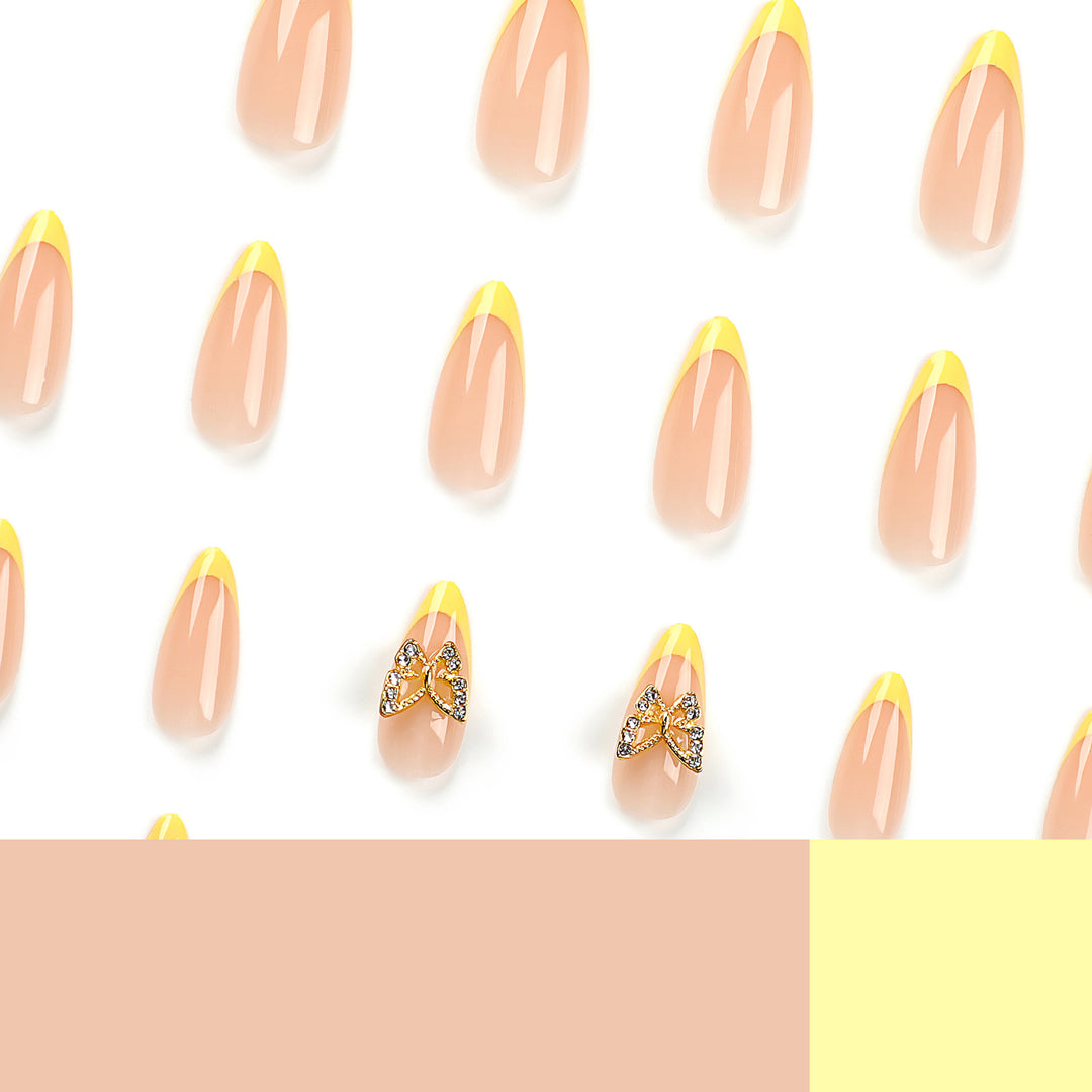 Artful stiletto nails with glamorous butterfly design Kalsten