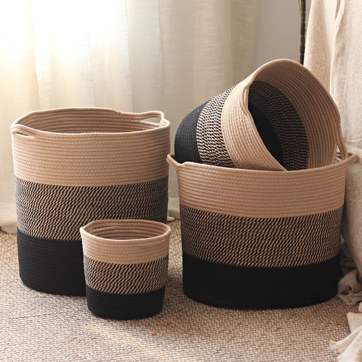 Stylish storage bucket made of woven natural material Kalsten