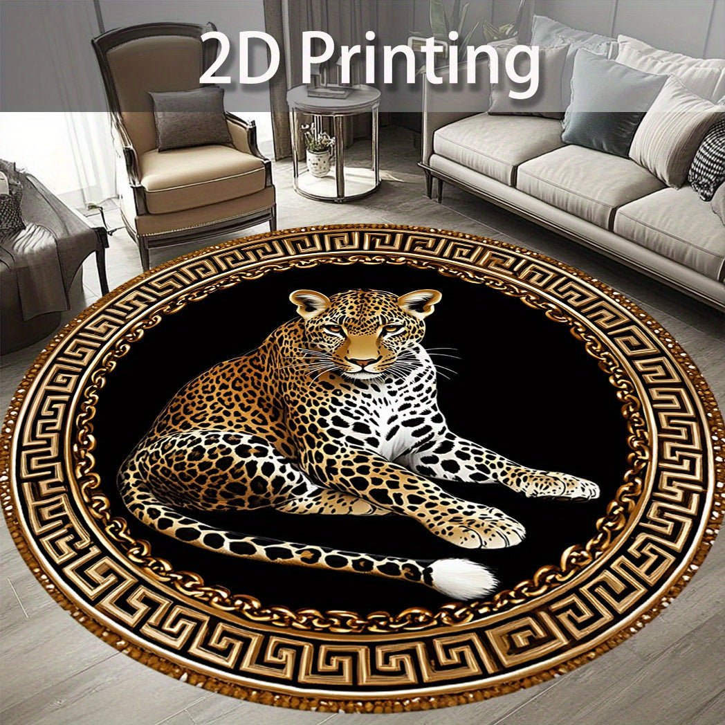Artistic Leopard-Print Round Floor Mat