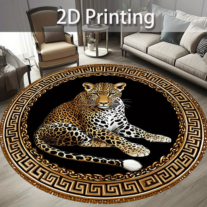 Artistic Leopard-Print Round Floor Mat