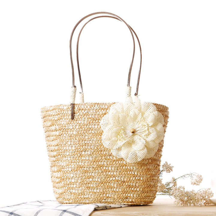 Beach bag with decorative flower detail embellishment Kalsten