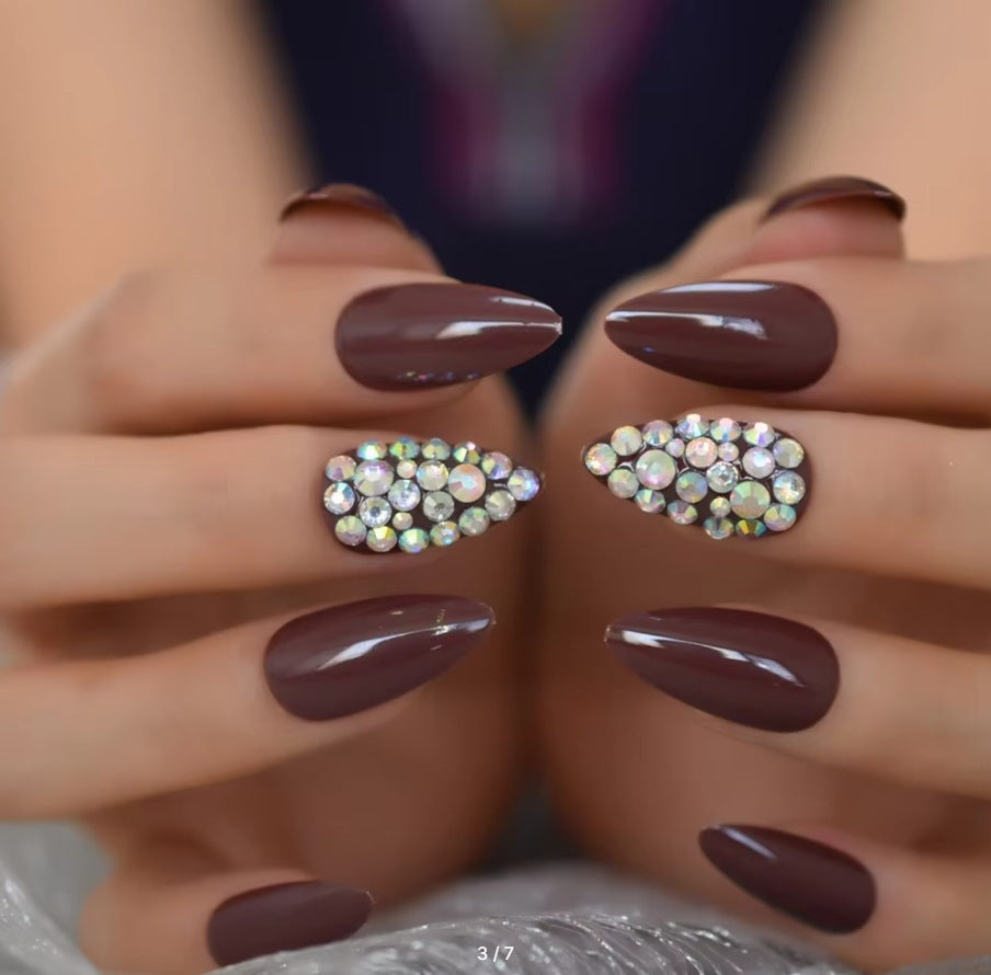 Decorative Rhinestone-Accent Press-On Nails Kalsten