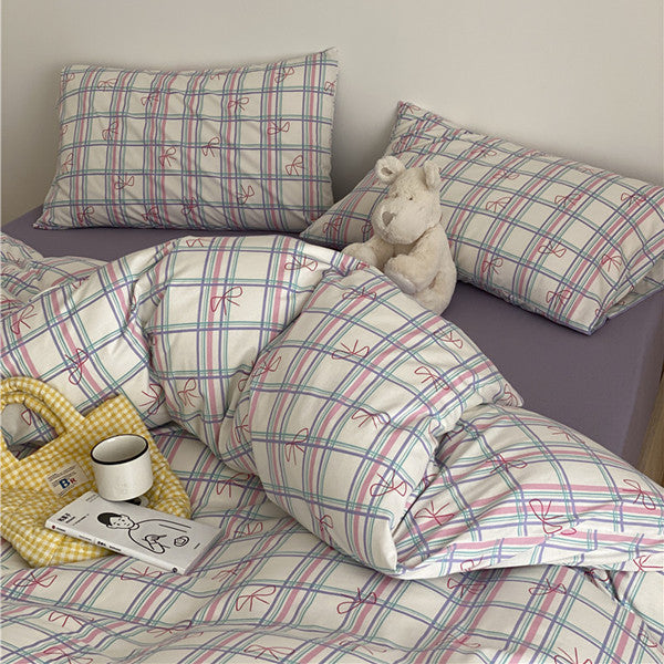 Children's bedding set with cute car bear design made of soft cotton blend