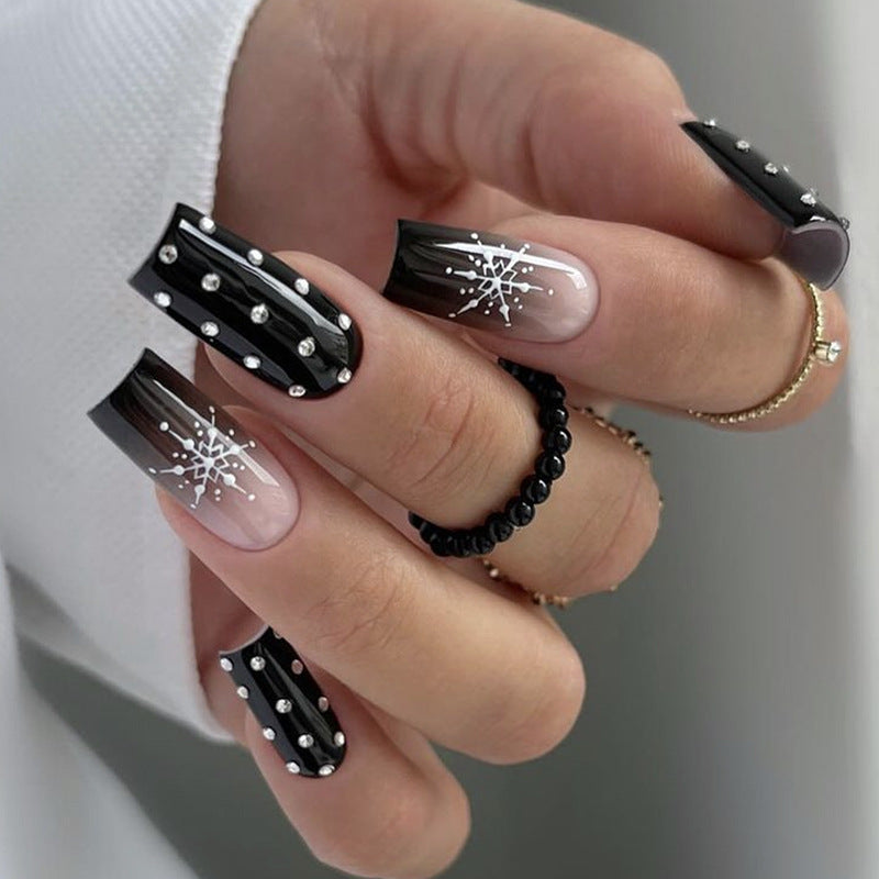 Decorative Press-On Nail Set with Gem Accents kalsten