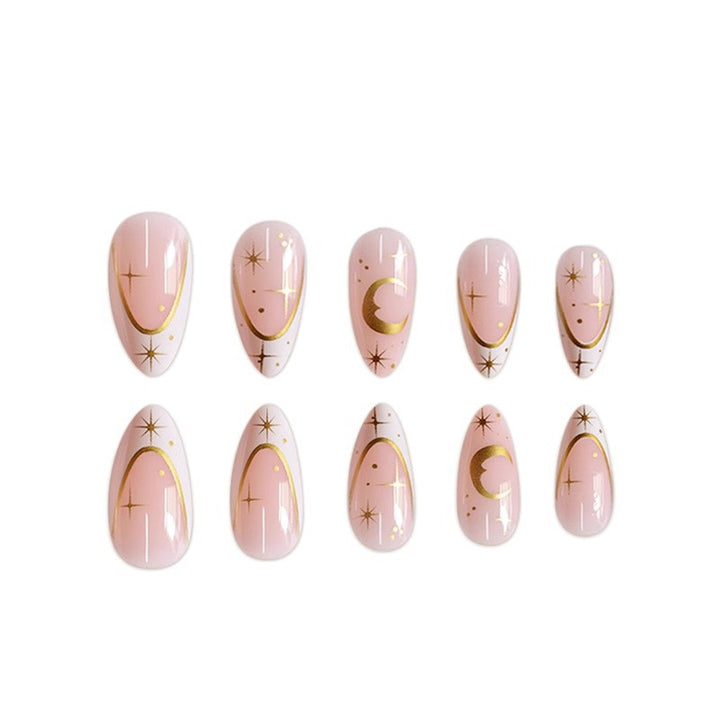 Artistic Stiletto Press-On Nail Design with Gold Accents Kalsten
