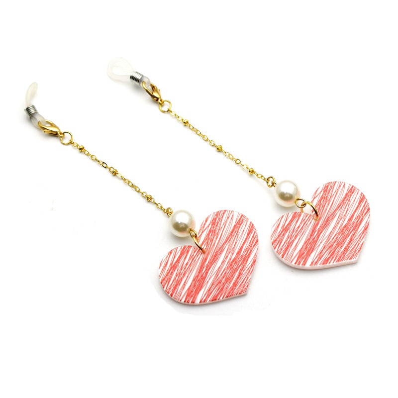 Heart-Shaped Eyewear Chain with Pearl Accents Kalsten