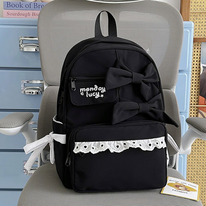 Decorative Bow-Embellished Backpack Kalsten