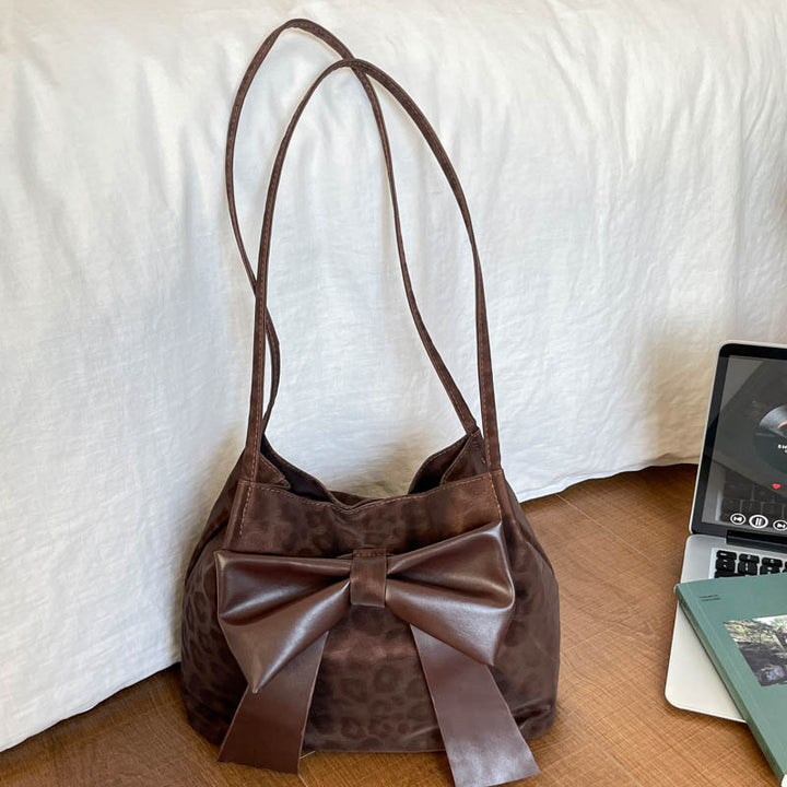 Chic Bow-Accent Bucket Handbag