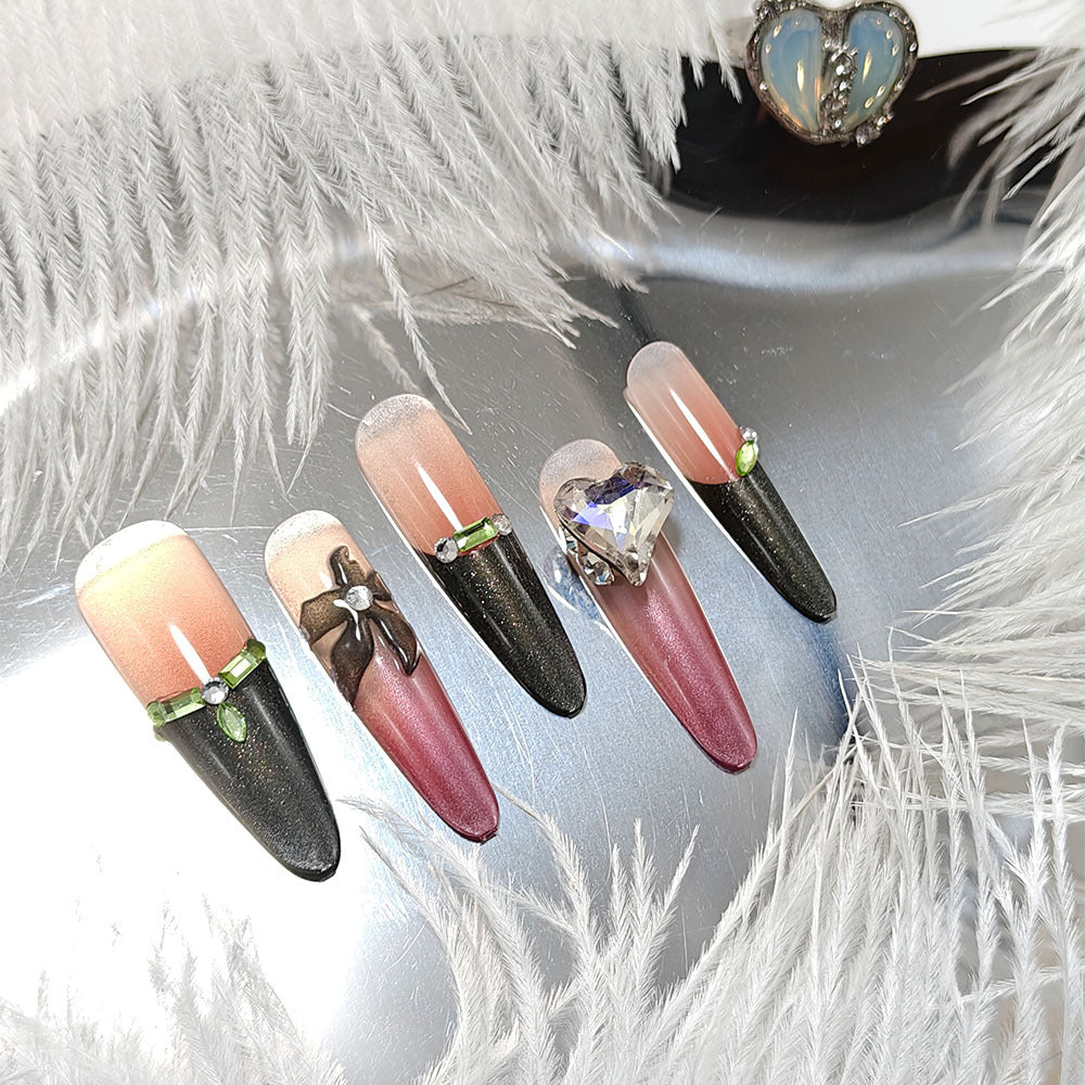 Artificial nails with elegant flower and heart decoration Kalsten