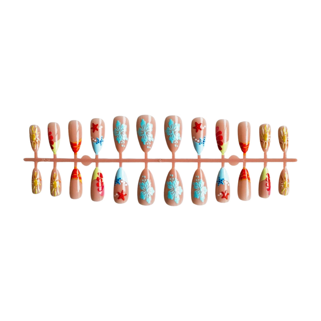 Artistic Summer-Themed Acrylic Nail Art Set