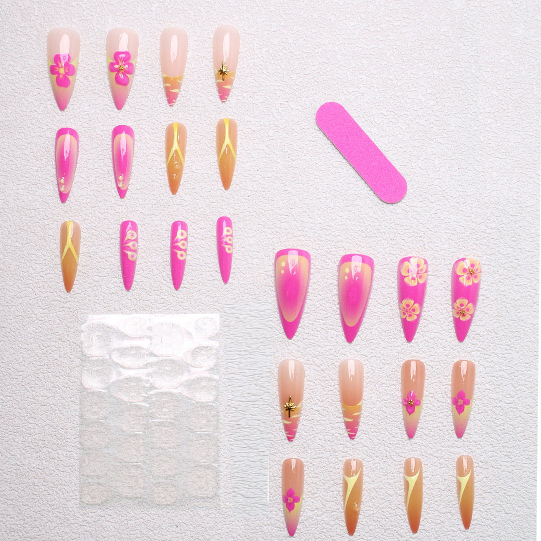Artistic nail tips with floral and abstract designs Kalsten