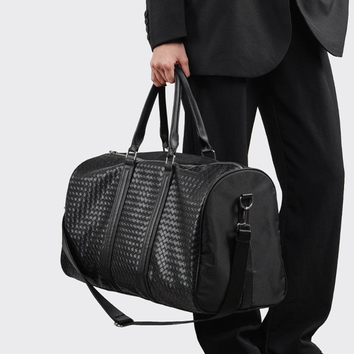 Premium Woven Leather Weekend Duffel Bag Kalsten