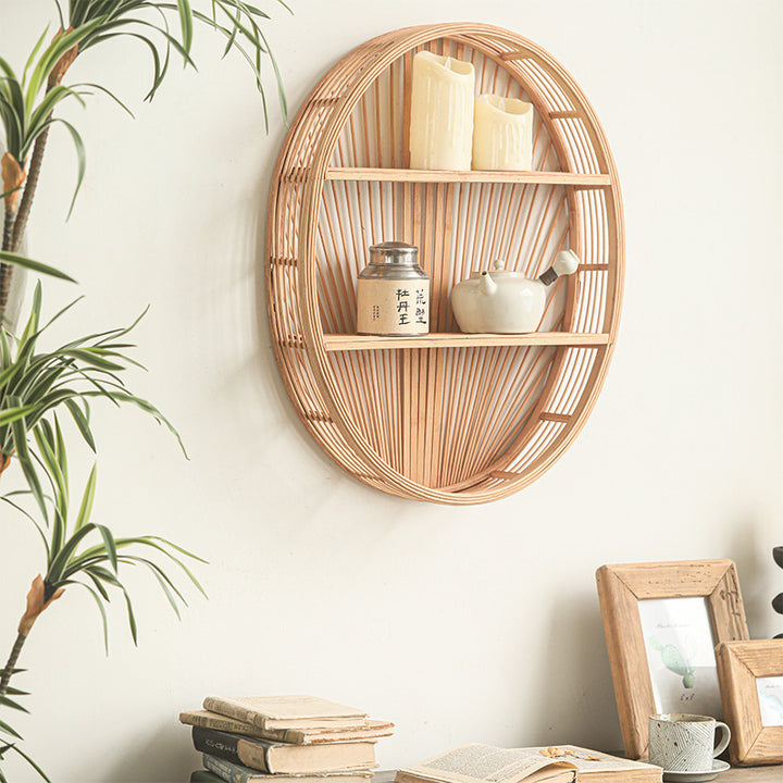 Wall shelf made of natural rattan Kalsten