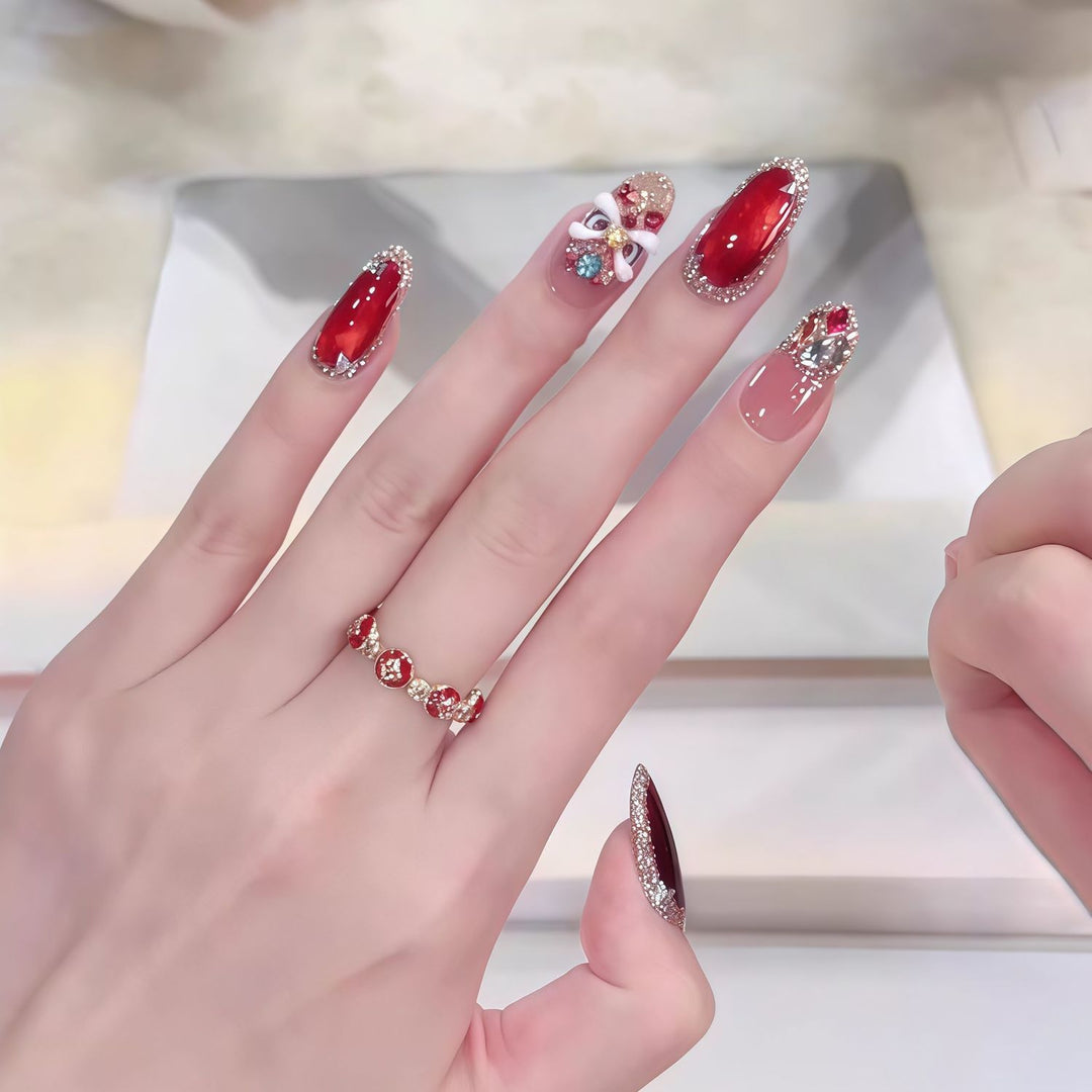 Elegant Gemstone Embellished Press-On Nail Set Kalsten