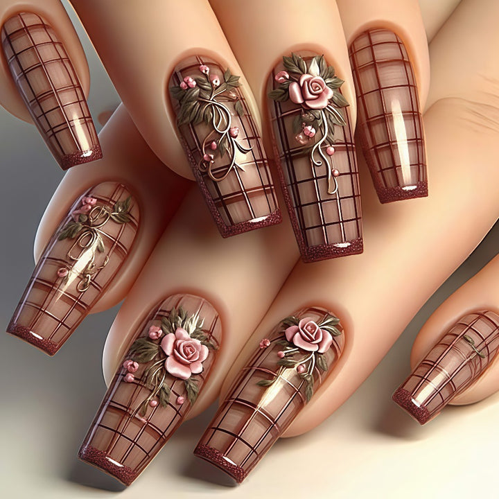 Handcrafted art nails with floral accents Kalsten