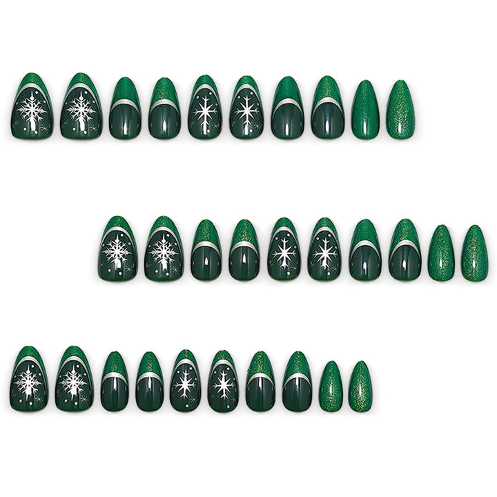 Glamorous artificial nails with intricate Christmas design Kalsten