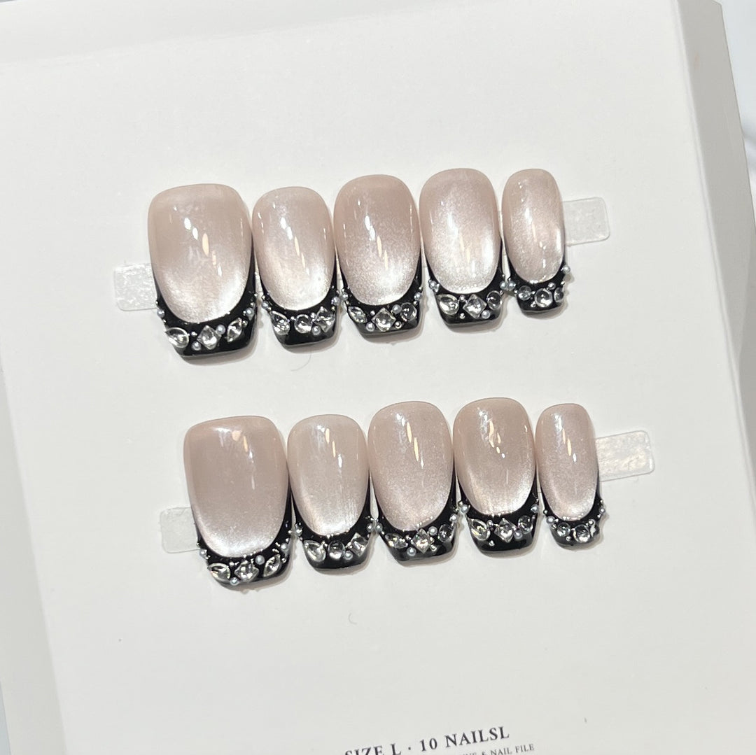 Decorative Rhinestone Tip Press-On Nails Kalsten