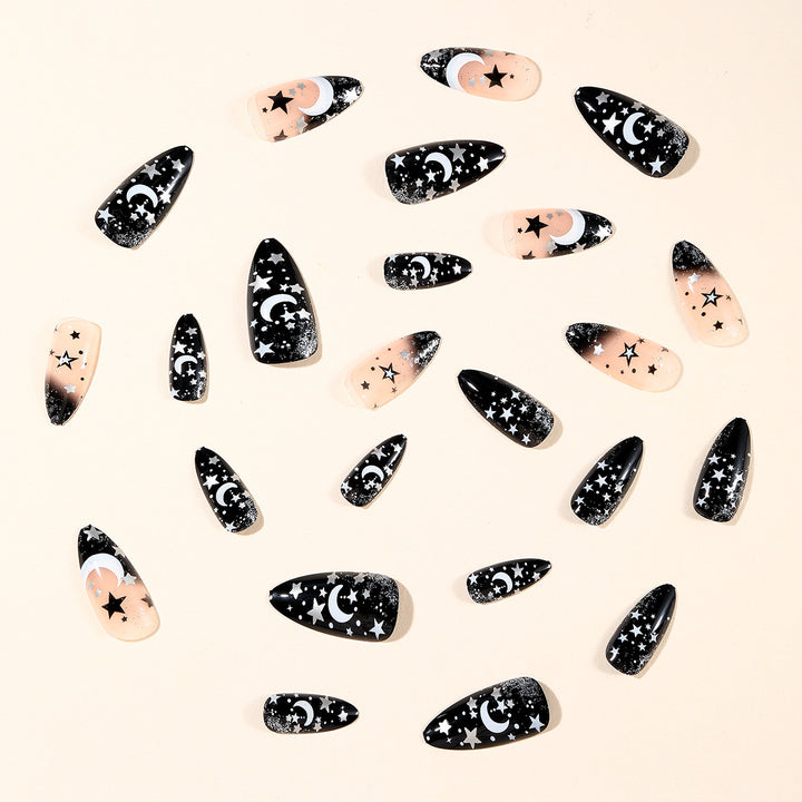Stiletto Nail Art Extensions with Celestial Design Kalsten