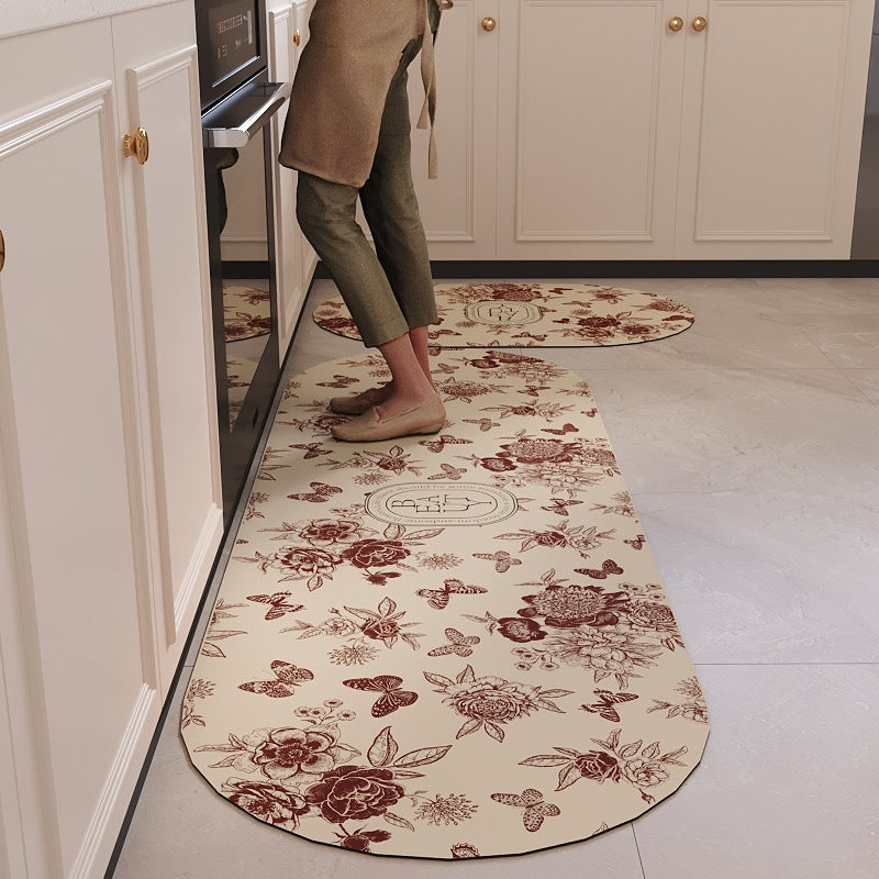 Floral Pattern Decorative Kitchen Mat