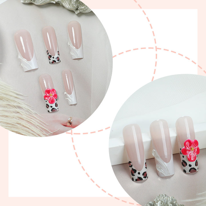 Artistic Press-On Nail Set with Floral and Abstract Designs kalsten