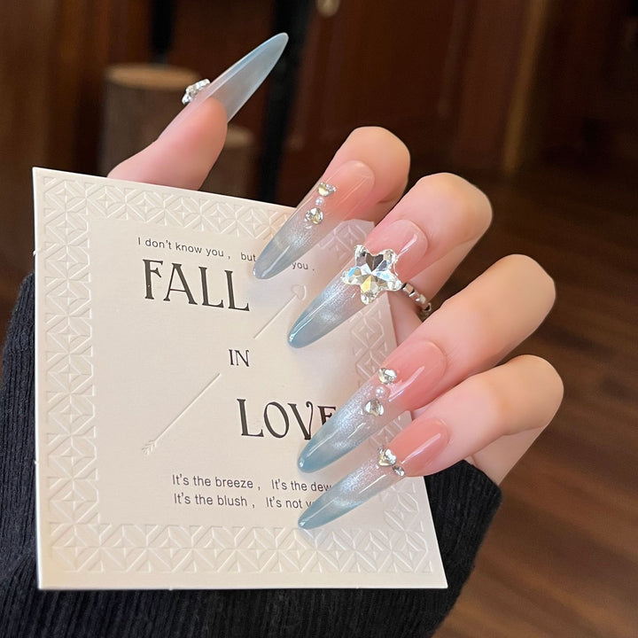 Decorative Crystal-Embellished Press-On Nail Extensions Kalsten