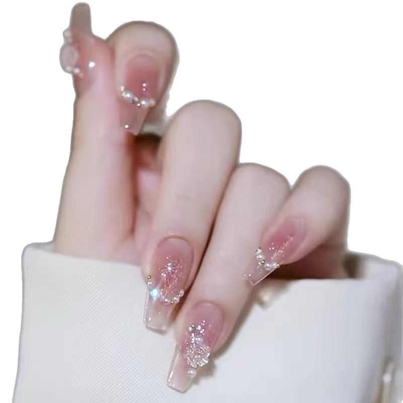 Artificial nails with elegant gradient and glitter accents Kalsten