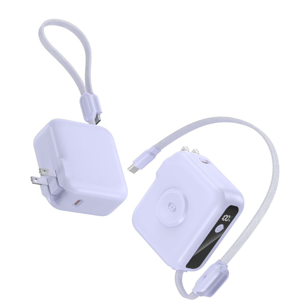 Compact charger with integrated USB-C cable and digital display Kalsten