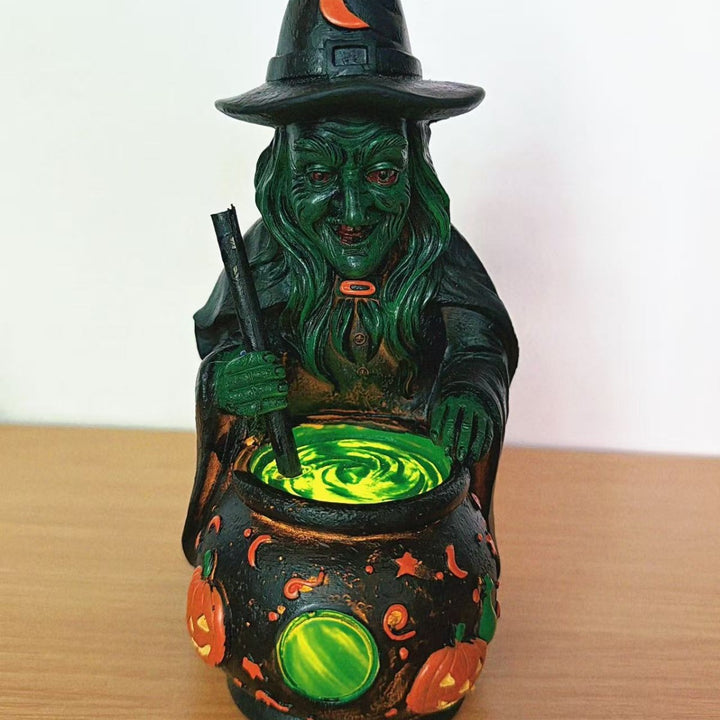 Decorative witch figure with cauldron Kalsten