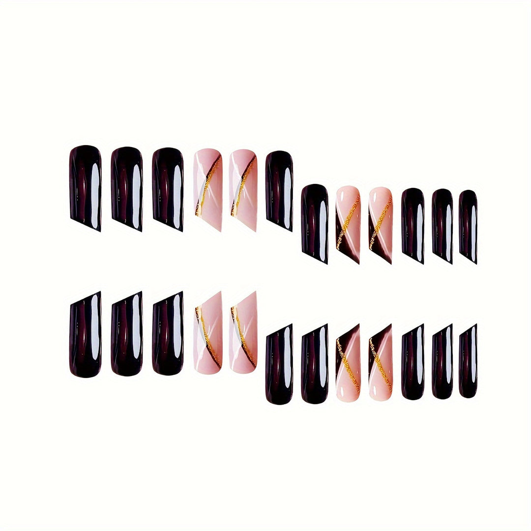 Premium Glossy Coffin Press-On Nails Kalsten