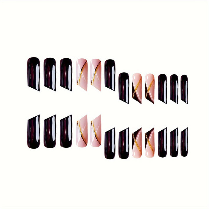 Premium Glossy Coffin Press-On Nails Kalsten