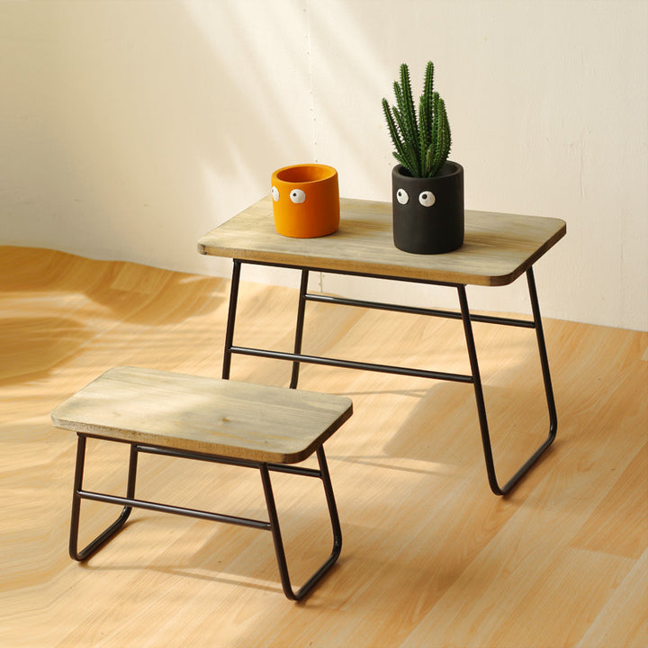 Modern wooden stool with metal frame Kalsten