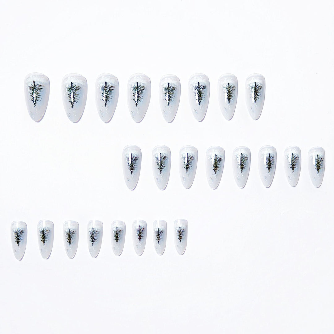 Elegant artificial nails with wintery Christmas tree motif Kalsten