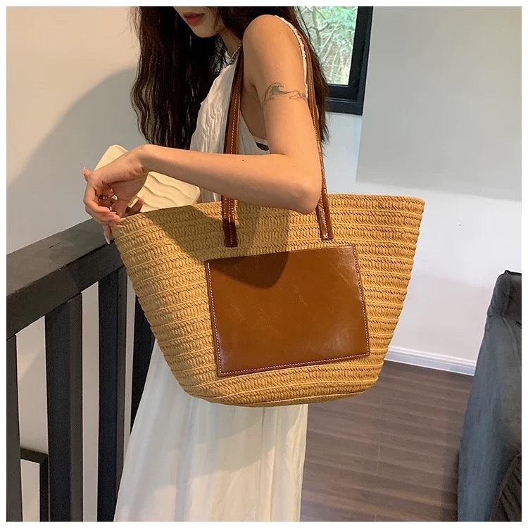 Beach bag with integrated leather pouch Kalsten