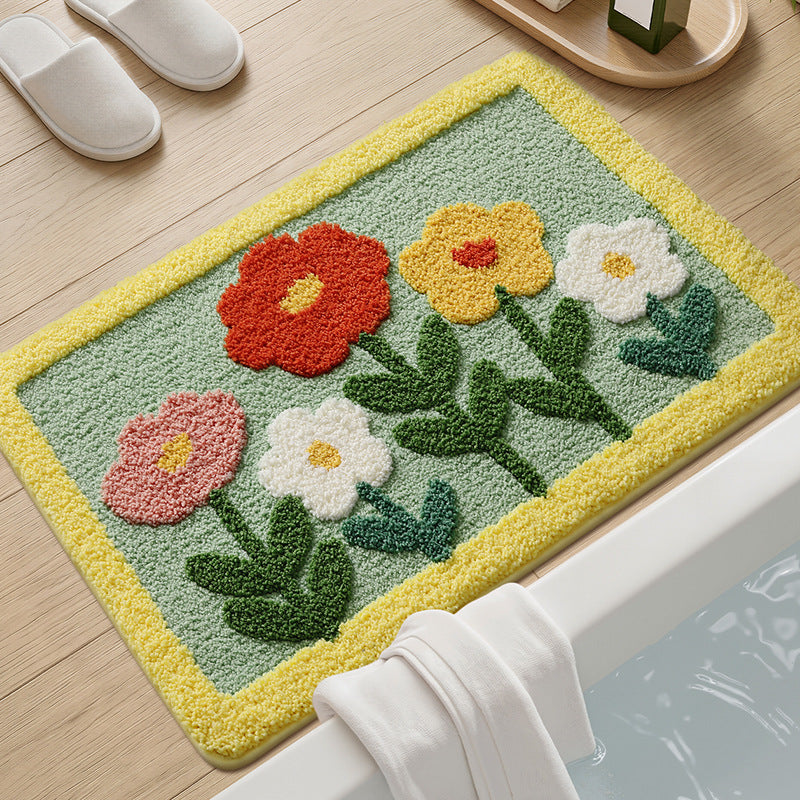 Vintage Floral Bath Mat Kalsten